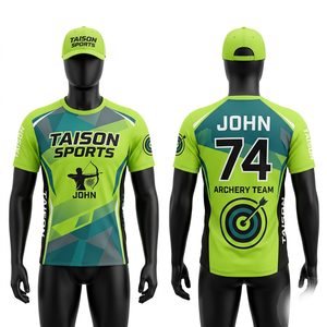 เสื้อเจอร์ซีย์ยิงธนูผ้าโพลีเอสเตอร์อินเตอร์ล็อคพรีเมียม 180 GSM สีฟ้า สกรีนลายแบบซับลิเมชั่น พร้อมสกรีนโลโก้ ชื่อ หมายเลข และชื่อทีมตามสั่ง - Product Image 4