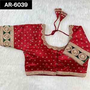 Blusa confeccionada para mujer étnica india bordado pesado y hermosa seda de Crobran pura pesada Latkans para trabajo nupcial - Product Image 3