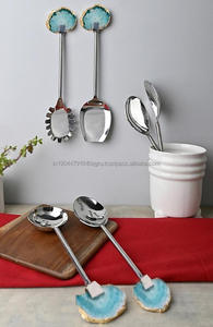 Tendance Artisan personnalisé fait à la main argent et couleur turquoise SS et agate ensemble de service de 5 pièces - Product Image 4