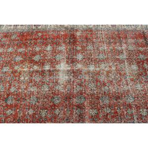 Alfombra Turca Vintage, Alfombra de 4.7x8 pies, Alfombra Roja con Rayas - Product Image 5