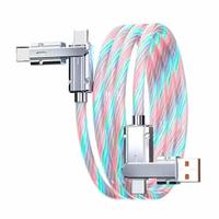 Cadeau de promotion 4 en 1 RGB LED Flowing Lights pour USB C IOS Micro USB téléphone portable et autre appareil charge rapide et transfert de données