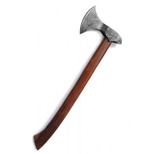 Hacha Tradicional de Acero de Damasco para Exteriores, Cabeza de Acero con Patrón Hecho a Mano, con Mango Largo de Madera para Acampar, Cazar y Uso General - Product Image 5