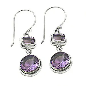 925 Silver Fashion Drop <b>Earrings</b> with Amethyst Gemstone <b>Purple</b> Jewelry - Product Image 3