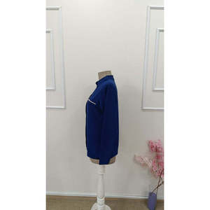 Blusa de viscosa de manga larga con cuello en V y detalle de cremallera para mujer, 31824 - Azul marino - Product Image 6