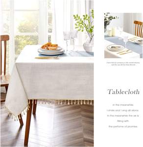 <b>Embroidered</b> <b>Tablecloth</b> for Dining Table,Dust Proof Spillproof Soil Resistant Cotton Linen Rectangle Table Cloths OEM - Product Image 3