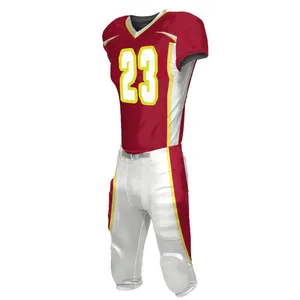 Uniforme de fútbol americano totalmente personalizado, camisetas de fútbol de tela de poliéster, conjuntos de pantalones, longitud de manga corta - Product Image 4