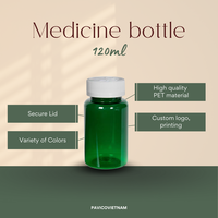 Vente chaude 120ml Vert PET En Plastique Capsule Conteneur Logo Personnalisé Médecine Emballage Soins De Santé Supplément Vitamine Bouteille Pilules