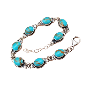 Turquoise <b>Gemstone</b> <b>Bracelet</b> Jewelry For Women Silver Boho Style Jewelry 925 Sterling Silver Trending Handmade <b>Bracelet</b> Gift For - Product Image 1