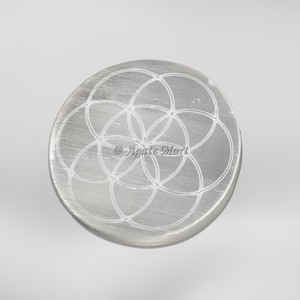 Cristal de piedra curativa natural 7 Chakra símbolo selenita conjunto pulido siete Chakras losa de selenita para Decoración - Product Image 4