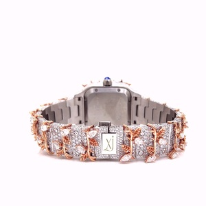 Reloj de Hombre Clásico con Diseño de Hojas y Diamantes Moissanite, Mecanismo Ronda, Luminoso, Colores Personalizados, Esfera de Acero Inoxidable - Product Image 4