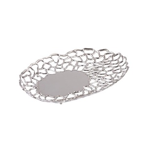 Plateau de service en acier inoxydable et laiton décoratif fait à la main avec finition polie pour la maison et l'hôtel Serveur de nourriture de qualité supérieure - Product Image 1