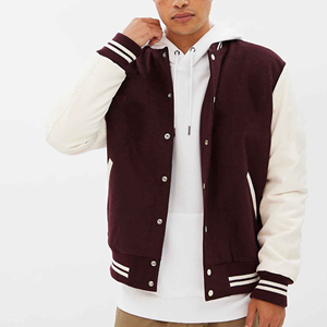 Veste universitaire en cuir sur mesure de haute qualité, nouvelle collection 2025, style High Street, avec patchwork de baseball et bomber - Product Image 1