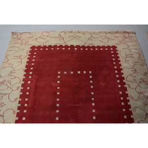 พรมปูพื้นขนาดกลางแบบตุรกีโบราณเป็นมิตรต่อสิ่งแวดล้อมขนาด5.6x6.7ฟุตพรมปูพื้นขนสัตว์สีเบจทรงสี่เหลี่ยมผืนผ้าดีไซน์แบบเย็บปะติด - Product Image 5