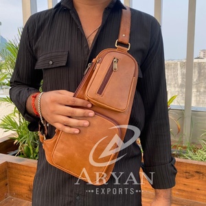 Date hommes affaires pleine Grain en cuir véritable sac de poitrine Vintage cuir de vachette cyclisme sport sac à bandoulière décontracté sac à bandoulière - Product Image 1