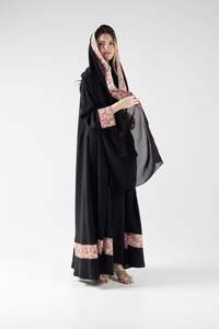 ชุดเดรสอาบายาลูกไม้ลายดอกไม้สไตล์ดูไบออกแบบได้ตามต้องการเป็นมิตรกับสิ่งแวดล้อมชุดเดรสสไตล์มุสลิมปักลูกไม้สวยงาม - Product Image 3