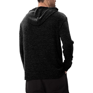 Sudadera con capucha para hombre con cuello Henley, camiseta suelta de manga larga sólida para invierno, logotipo frontal transfronterizo extranjero - Product Image 4