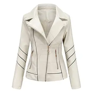 Jaqueta de couro feminina, design personalizado, para inverno, casual, moda feminina