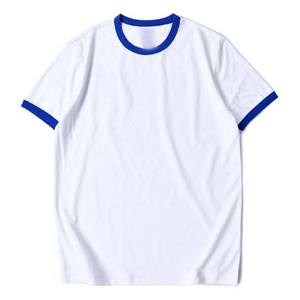 Haute qualité couleur bloc t-shirts hauts blanc 180 Gsm 100% coton personnalisé sonnerie t-shirts vêtements pour hommes grande taille chemises pour hommes - Product Image 5