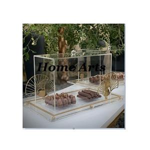 Lot de 2 plateaux en bois avec couverture pour vêtements Plateau de service en chocolats de couleur blanche de taille personnalisée pour les meilleures ventes - Product Image 2