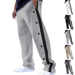 Pantalones de chándal informales versátiles de talla grande para hombre, nuevas tiras de un solo pecho, Jacquard texturizado, ajuste holgado, cintura elástica, estilo de otoño - Product Image 1