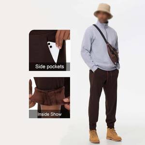 กางเกงวิ่งผ้าแคนวาสแบบสลิมฟิตเอวกลางลำลองสำหรับผู้ชายกางเกงวิ่งผ้าแคนวาสแบบมีซิปกระเป๋าโค้งทรงตรงใหม่ - Product Image 6