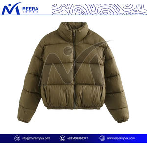 Chaqueta acolchada corta de lana duradera y acogedora para mujer, impermeable con tiras reflectantes, cuello levantado transpirable para aventuras al aire libre - Product Image 2