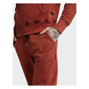 Chándal Vintage lavado con ácido personalizado para hombre, conjunto de pantalones de chándal con capucha de retazos desgastados, ropa de calle, logotipo de invierno, opciones de talla grande - Product Image 4