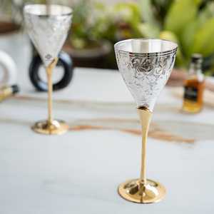 Flûte à champagne de designer en argent plaqué avec support, logo personnalisable, articles de bar et de service pour le vin, gobelet en métal - Product Image 5