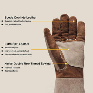 High <b>Performance</b> Cowhide Split Leather Reinforcement Welding Gloves Industrial Safety Personal <b>Protective</b> Firefighting Gloves - Product Image 3
