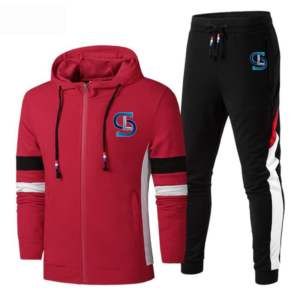 2025 dernière conception hommes deux pièces ensemble urbain avant fermeture éclair enceinte survêtement avec ourlet côtelé et manchette - Product Image 2