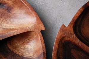 Vente en gros plateau de service rond en bois à 3 compartiments le plus vendu ensemble de restaurant plaqué hôtel pour mariage à bas prix - Product Image 4