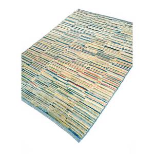 Tapis en laine noué à la main Nuray Blue, grand format, motif rayé, pour salon, couloir, modèle puzzle, idéal pour chambre à coucher - Product Image 2