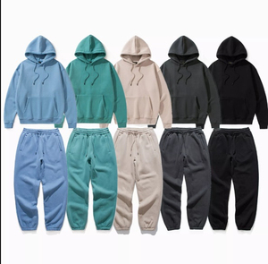 2025 personnalisé en gros hommes Premium 100% coton deux pièces survêtement surdimensionné à capuche hiver survêtements solides vêtements de sport pour hommes - Product Image 6