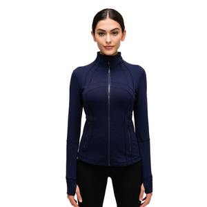 Veste personnalisée solide, respirante et légère à manches longues en éponge française pour femmes avec fermeture éclair en nylon/coton - Product Image 6