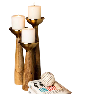 Bougeoir en bois 100% naturel Long écologique de haute qualité fait à la main pour décoration de maison pour décoration de mariage et de fête - Product Image 3