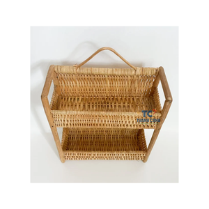 Étagère murale en rotin super faite à la main à un niveau pour paniers de rangement - Product Image 4