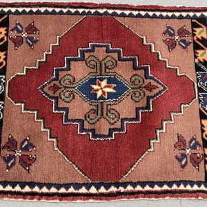 Vintage Turkish Small Rug 2.3x2.7 ft, <b>Red</b> <b>Wool</b> Rug - Product Image 3