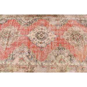 4.7x12.6 ft Vintage Turkish Rug, <b>Runner</b> Rug, <b>Red</b> White Striped Wool Rug - Product Image 4