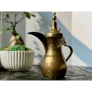 กาน้ำชาทองเหลืองอาหรับสีทอง, หม้อชาและกาแฟร้อนพร้อมเสิร์ฟทองเหลืองทองอุปกรณ์คุณภาพระดับพรีเมียม - Product Image 5