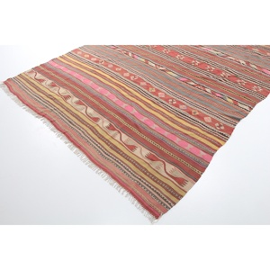 พรมวินเทจตุรกีขนาดใหญ่ 6.7x10.4 ฟุต สีแดงชมพู พรมเปอร์เซีย - Product Image 2