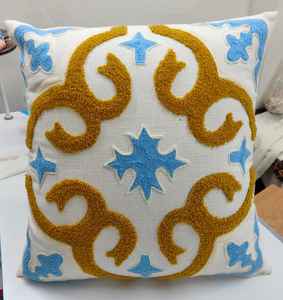 16x16 Inches Vibrant Color Embroidered <b>Sofa</b> Cushion <b>Cover</b> Decorative <b>Throw</b> Pillow Cases Silk Leaves Pattern for Home Hotel Use - Product Image 5