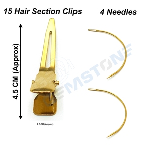 Gold Hair Extension Installation Tool Kit–Micro <b>Bead</b> Closer & Opener Plier Set with Pulling Loop <b>Needles</b> Section Clips Scisssor - Product Image 5