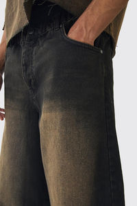 Pantalones de pierna ancha de tela vaquera con cintura elástica de marca para hombre tintados rígidos y holgados extremos personalizados al por mayor pantalones vintage de verano - Product Image 6
