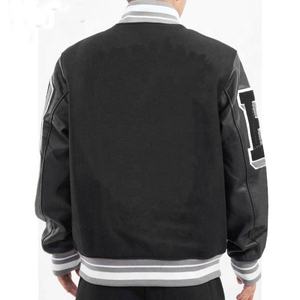 OEM 2024 nuevo estilo de moda High Street Casual alta chaqueta de cuero para hombres deportes lana Varsity Letterman chaquetas lona invierno - Product Image 3