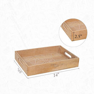 Bois de manguier blanc de qualité supérieure décoratif fait à la main de qualité commerciale passe au lave-vaisselle plateau de service écologique Design élégant - Product Image 3