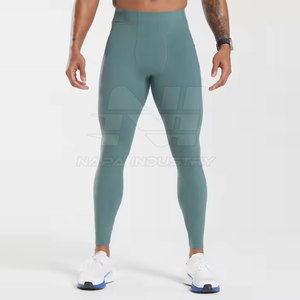 Legging pour homme sur mesure, spandex/polyester, taille élastique, respirant, longueur intégrale, couleur et logo personnalisés - Product Image 1