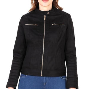 Vestes en daim en cuir véritable pour femmes Zipper Up Full Sleeve Manteaux pour femmes Col rond Vestes en cuir suédé - Product Image 1