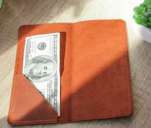 Fundas para hombre Checkbook Bi Fold Long Wallet Cowhide Slim Genuine Leather Wallet - Product Image 1