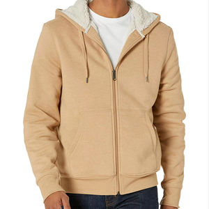 Vente en gros Veste à capuche zippée en polaire Sherpa pour hommes, vêtements d'extérieur chauds pour l'hiver, sweat-shirts à capuche et sweat-shirts avec logo personnalisé pour hommes - Product Image 2