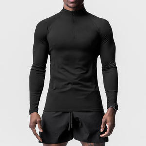 Jersey deportivo para exteriores para hombre, sudadera con cuarto de cremallera, camiseta de compresión de manga larga ajustada, tela tejida bordada en 3D - Product Image 6